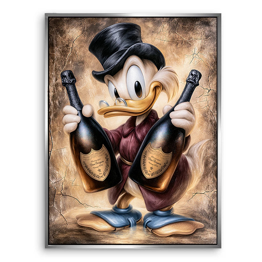 Dagobert Duck Champagner Art Leinwand Bild