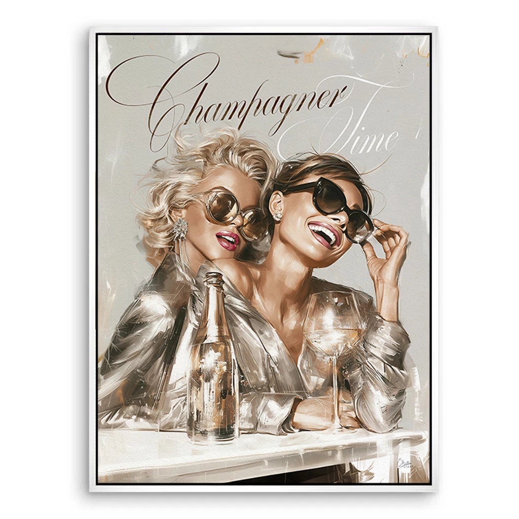 Audrey Hepburn und Marilyn Monroe Champus Leinwand Bild