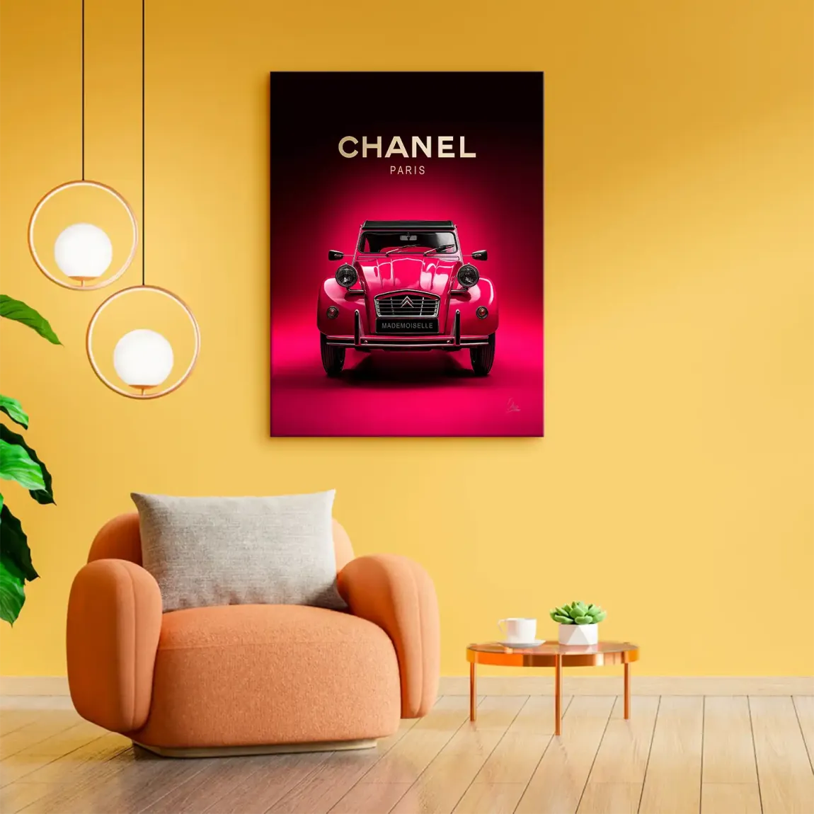 Mademoiselle Chic 2CV Leinwand Bild