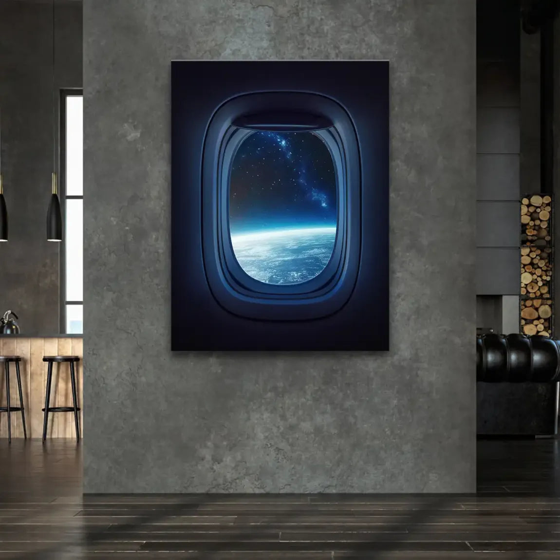 Flugzeugfenster Galaxie Leinwand Bild