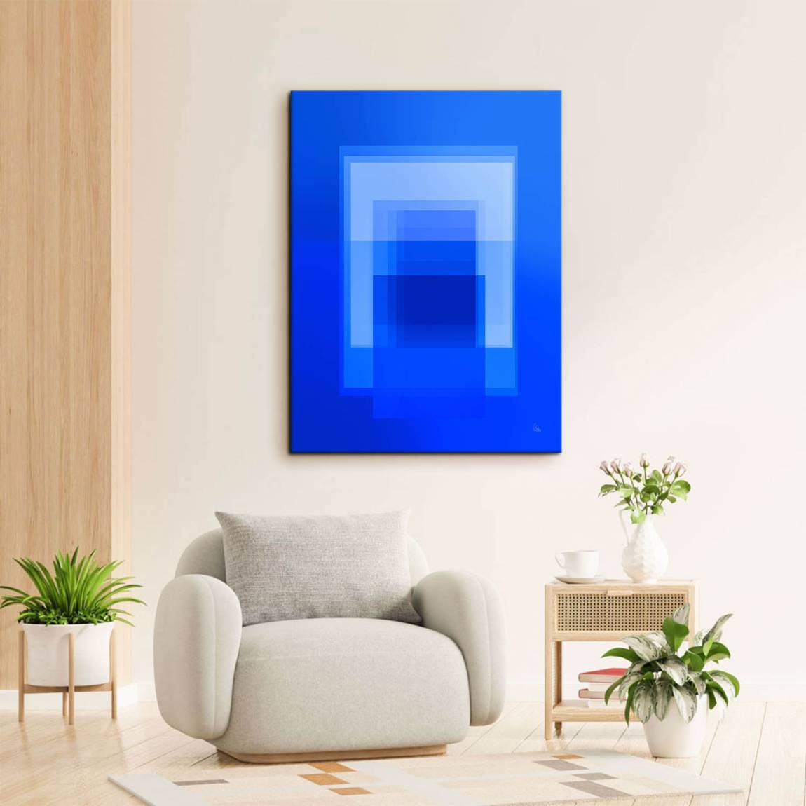 Kobaltblaue Geometrie Leinwand Bild