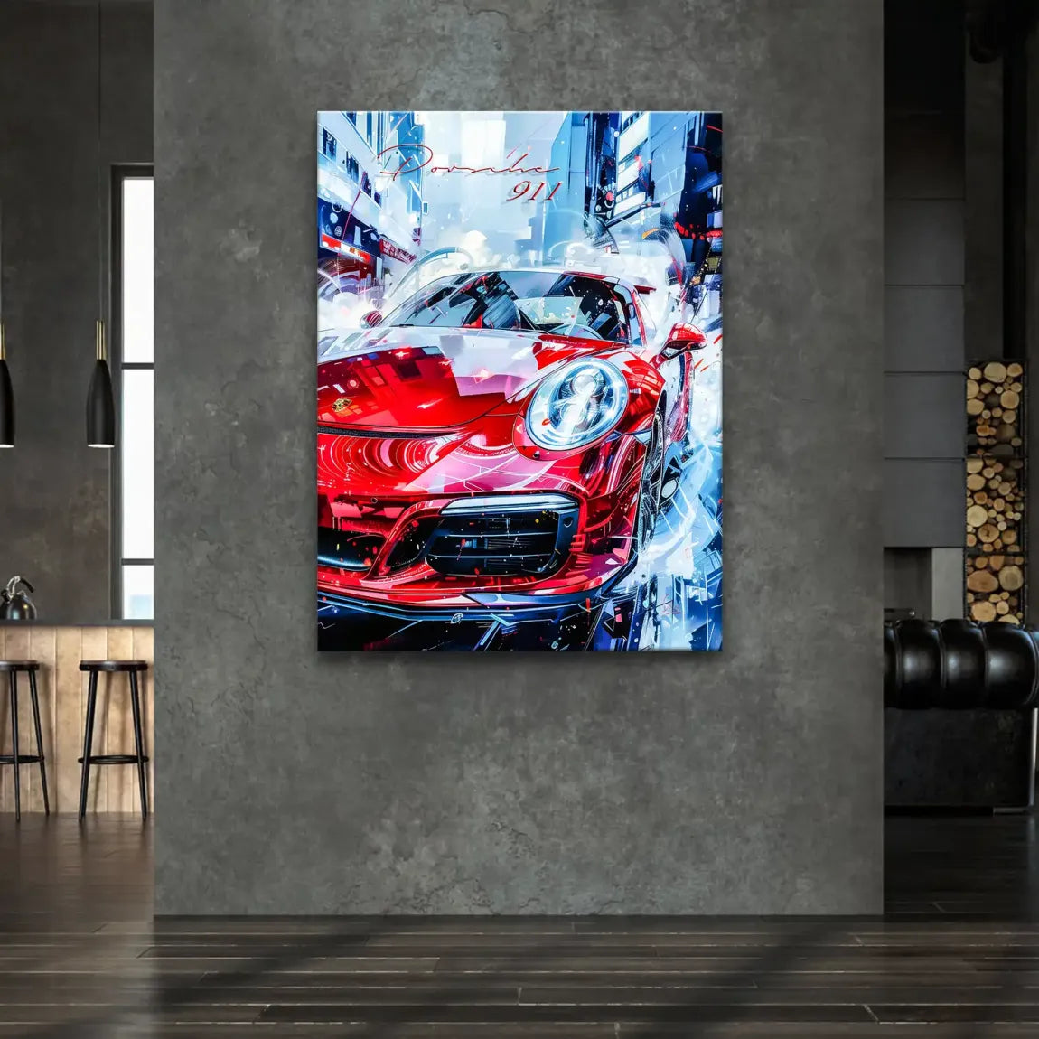 Red Pulse 911 Porsche Leinwand Bild