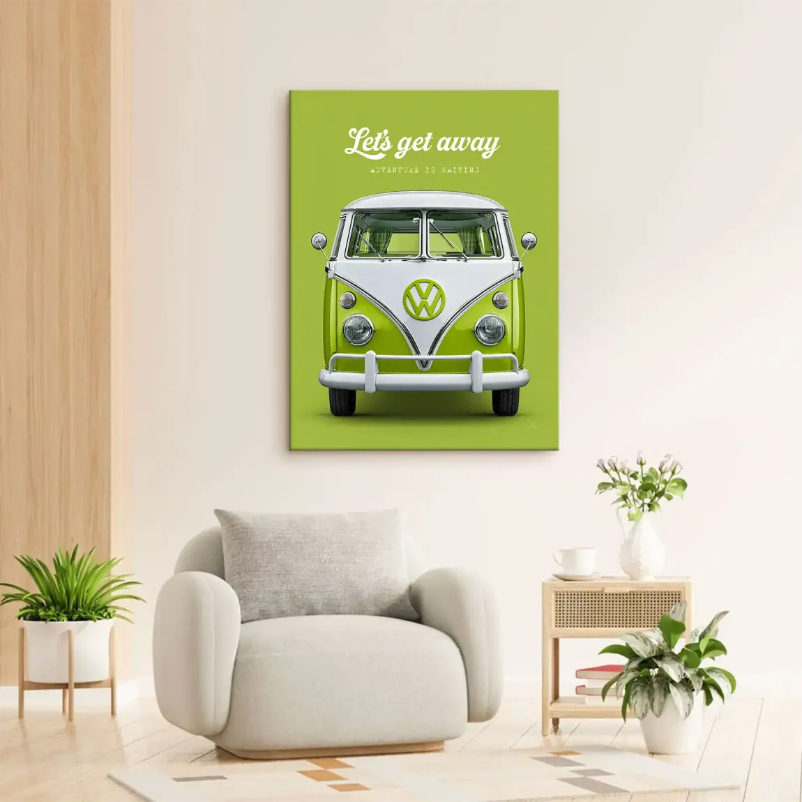 Green VW Bulli Leinwand Bild