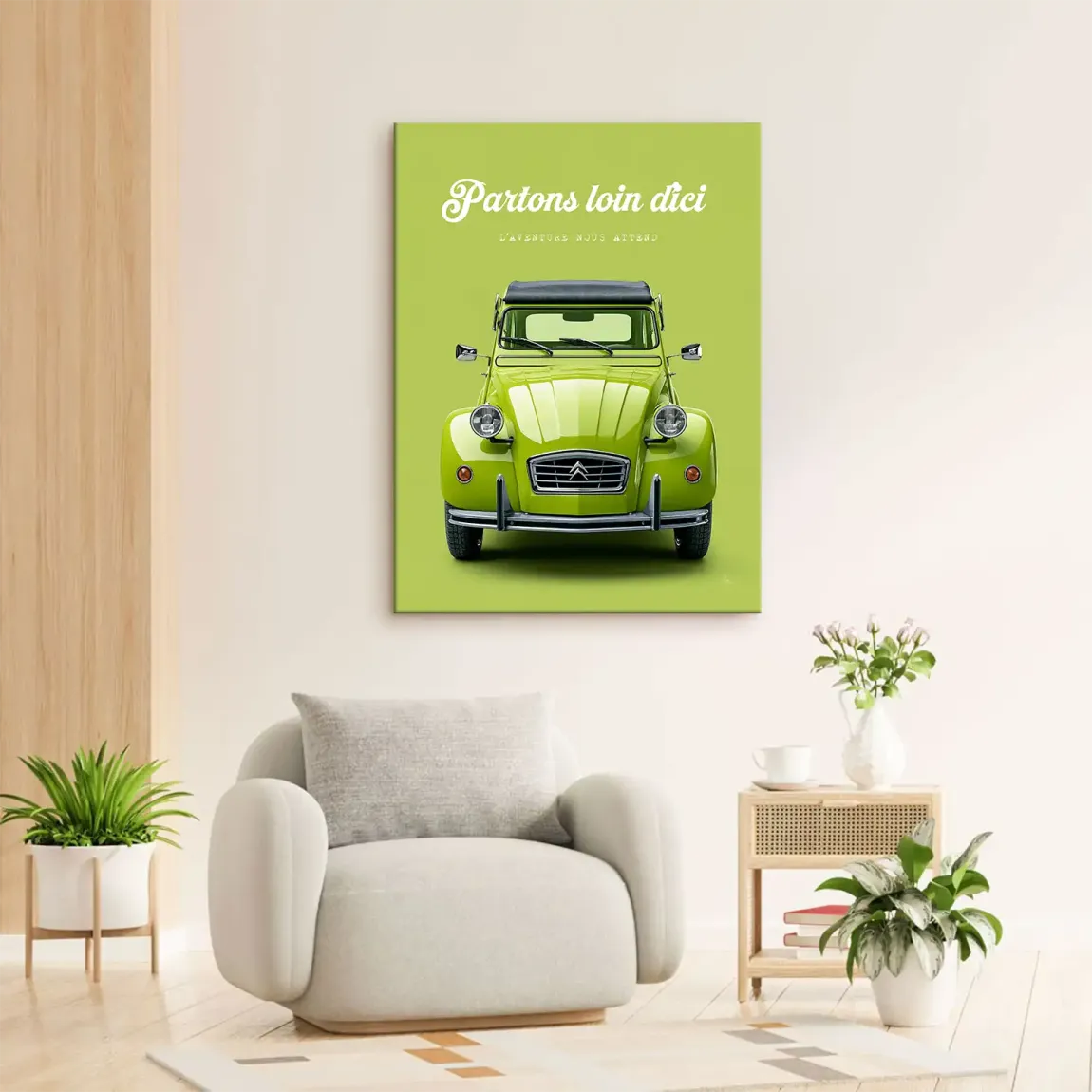 Green Citroen 2CV Leinwand Bild