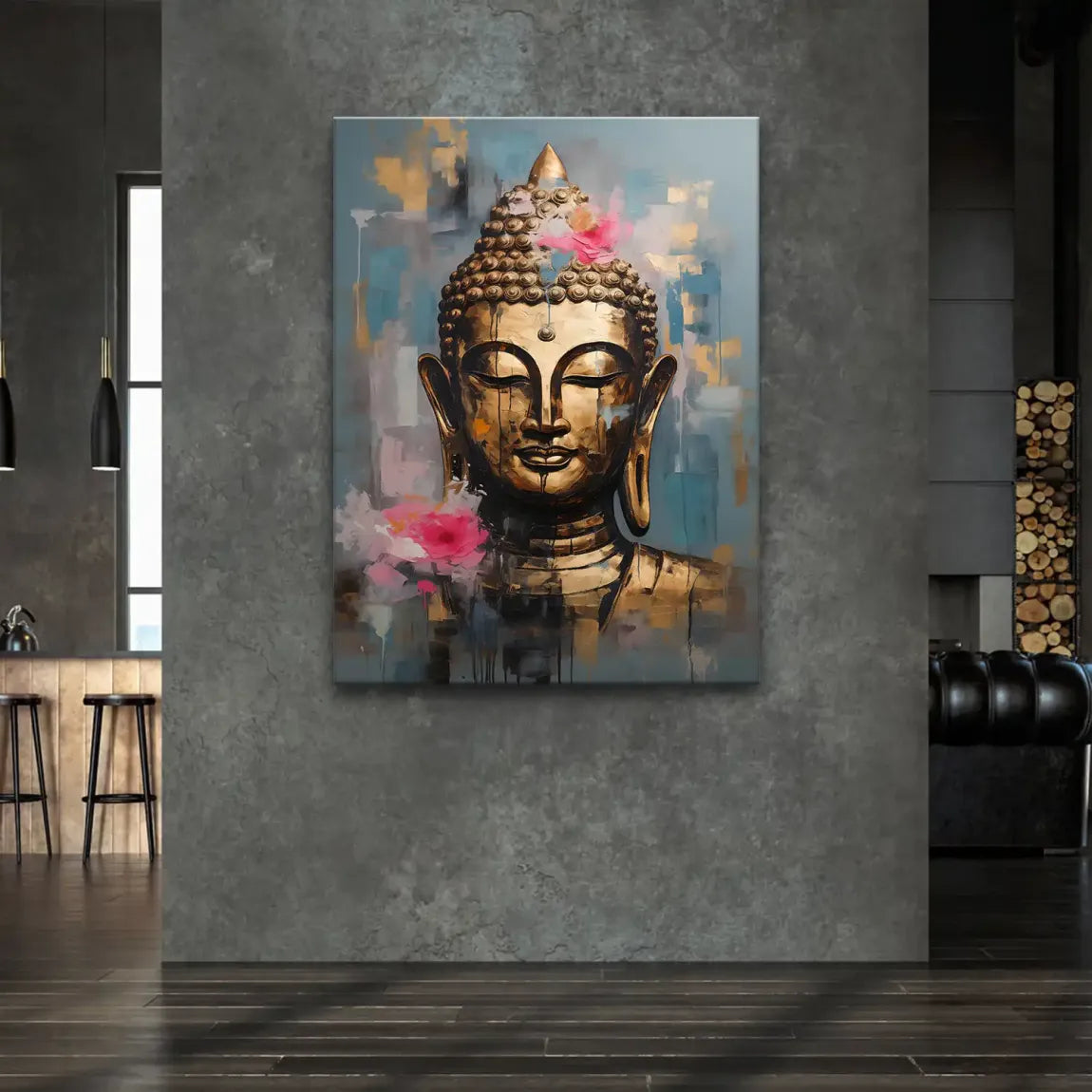Golden Lotus Buddha Leinwand Bild