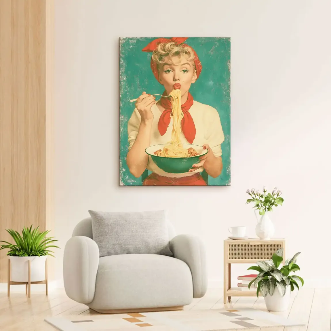 Marilyn Monroe Spaghetti Leinwand Bild