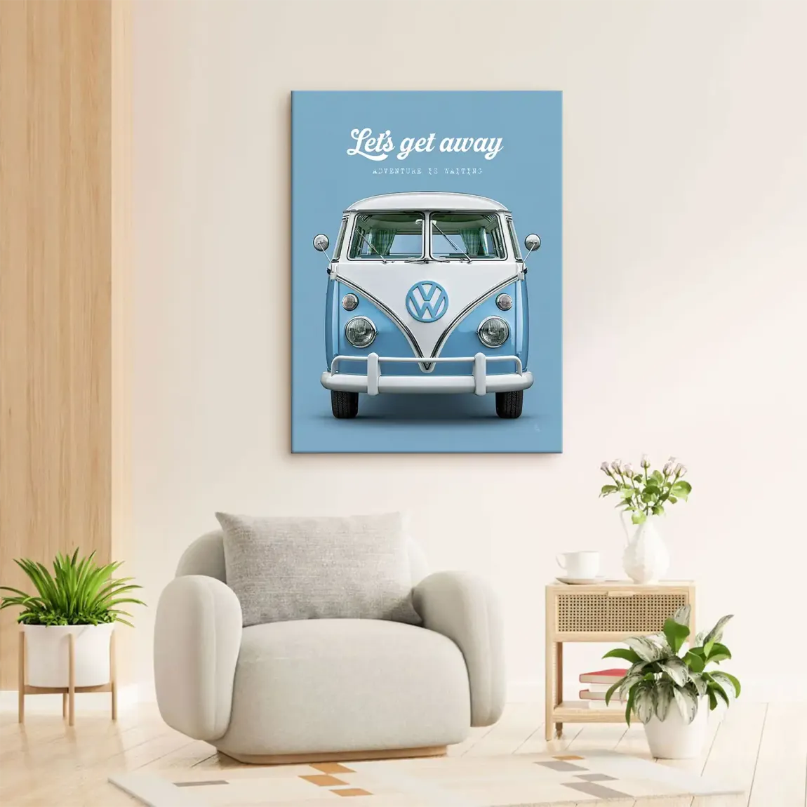 Blue VW Bulli Leinwand Bild