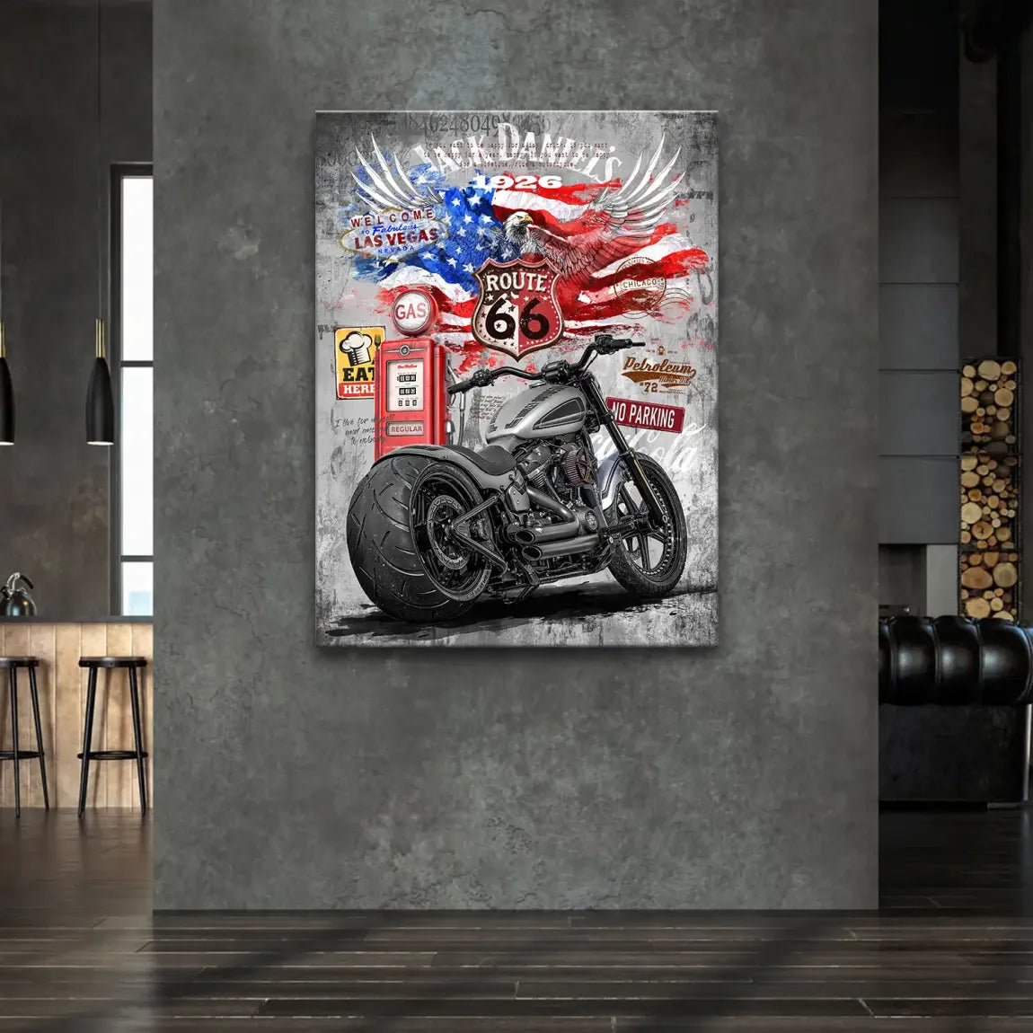 Harley Road Pop Art Leinwand Bild