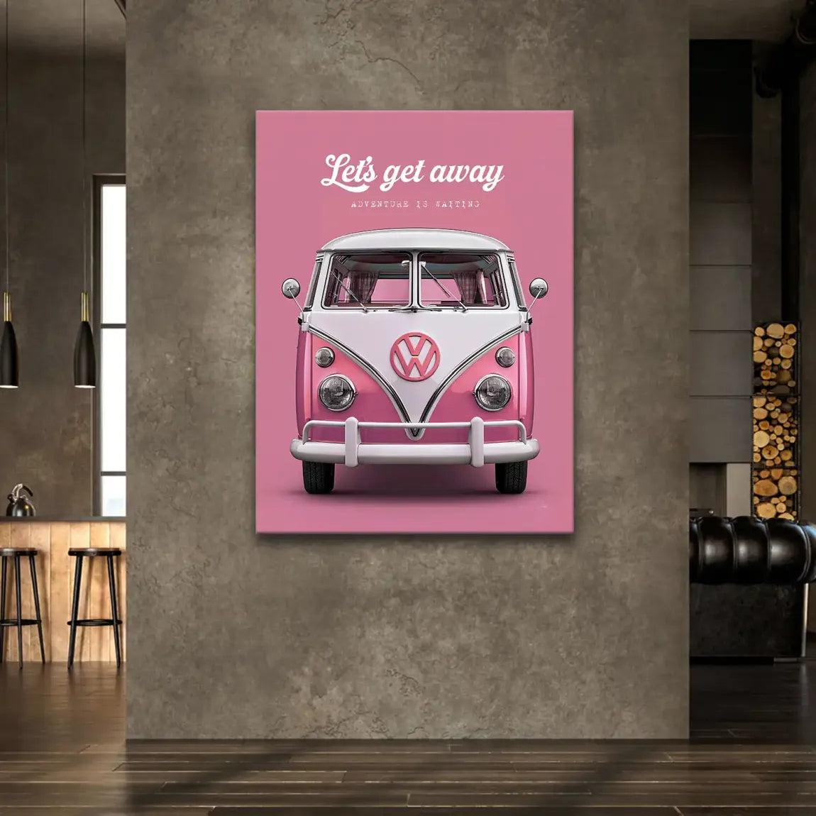 Pink VW Bulli Leinwand Bild