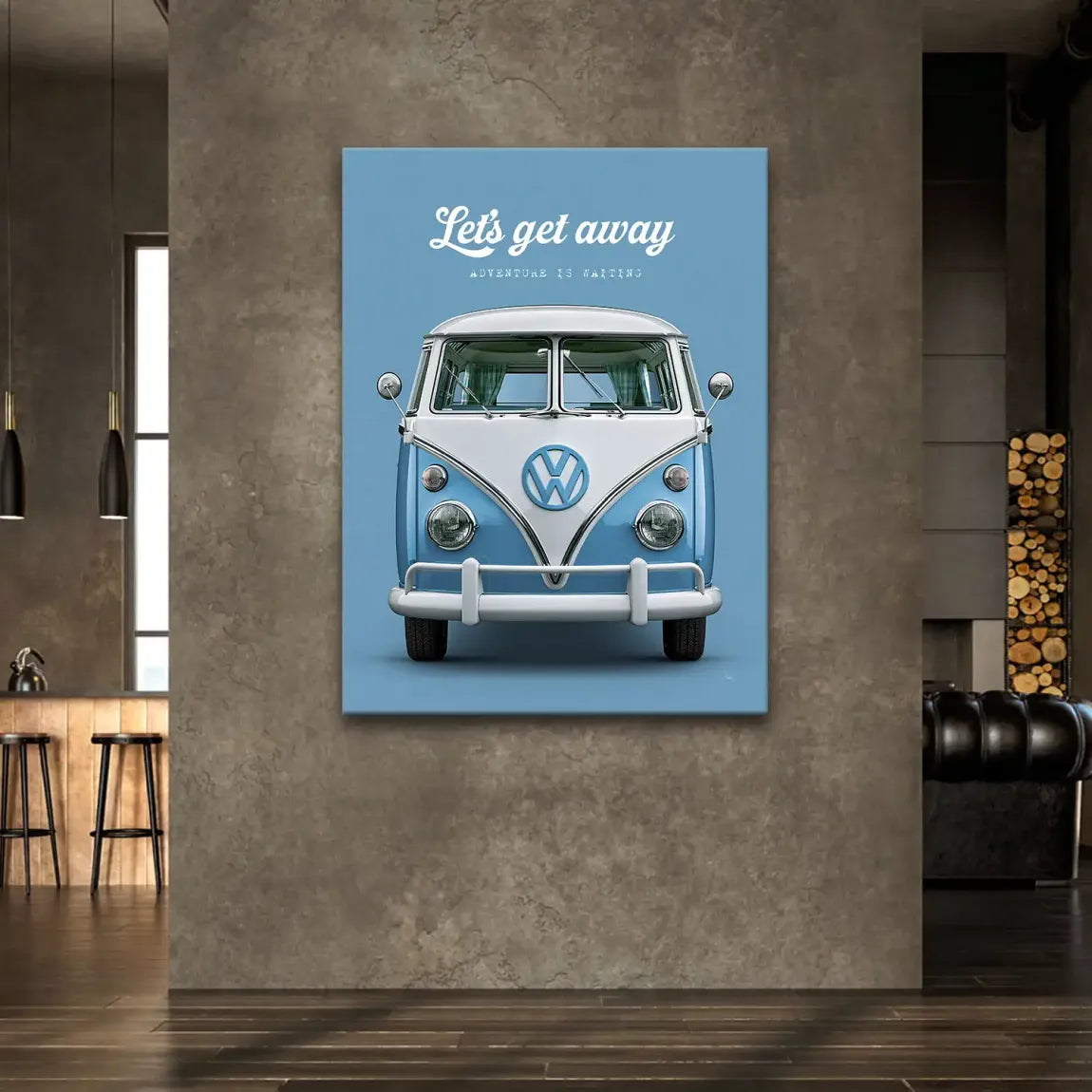 Blue VW Bulli Leinwand Bild
