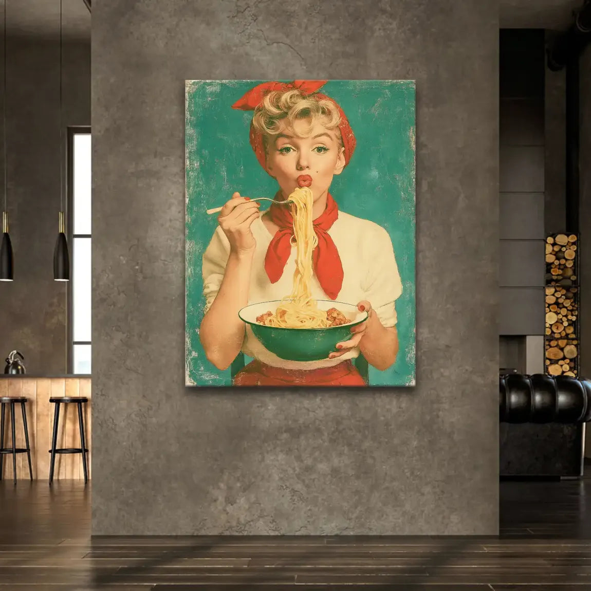 Marilyn Monroe Spaghetti Leinwand Bild