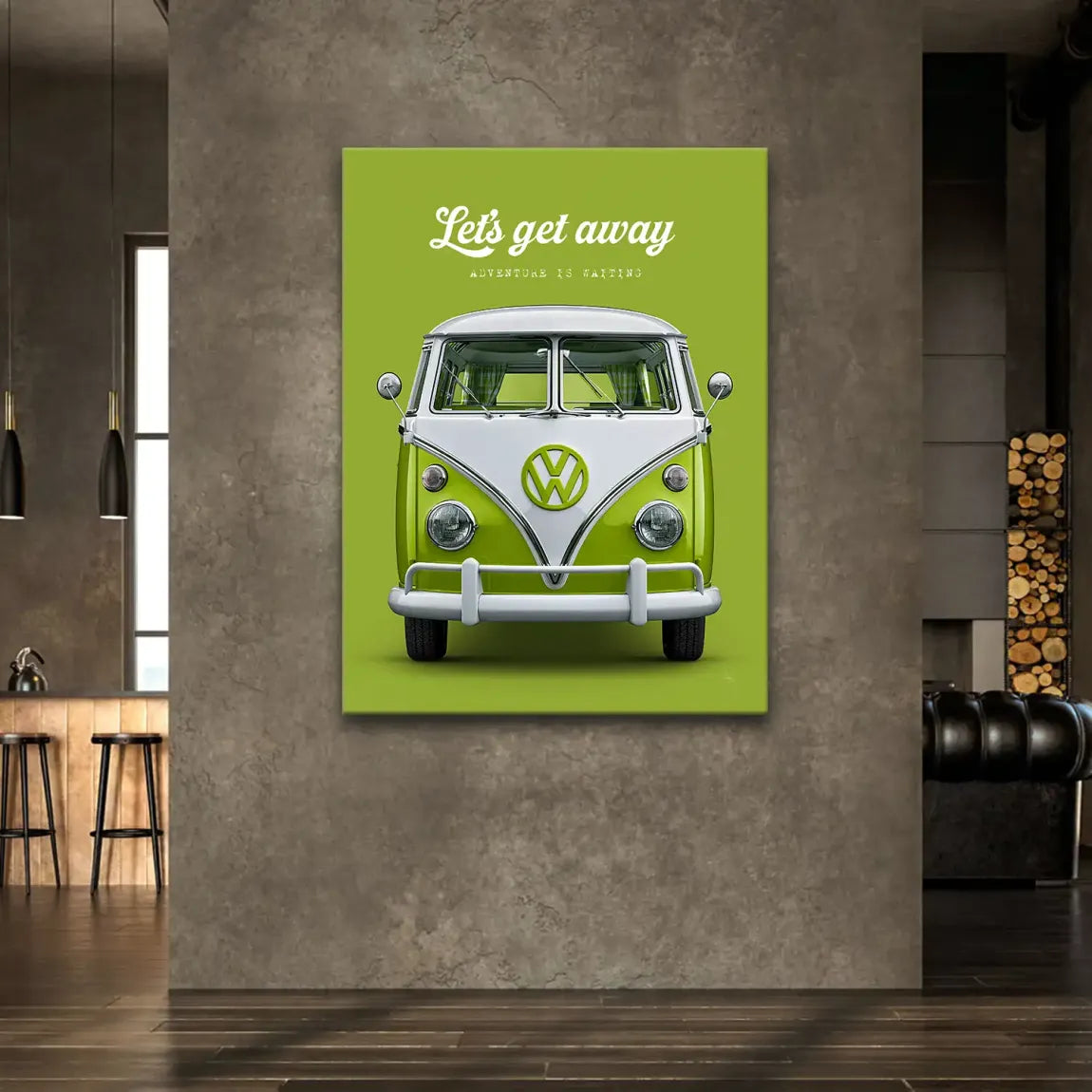 Green VW Bulli Leinwand Bild