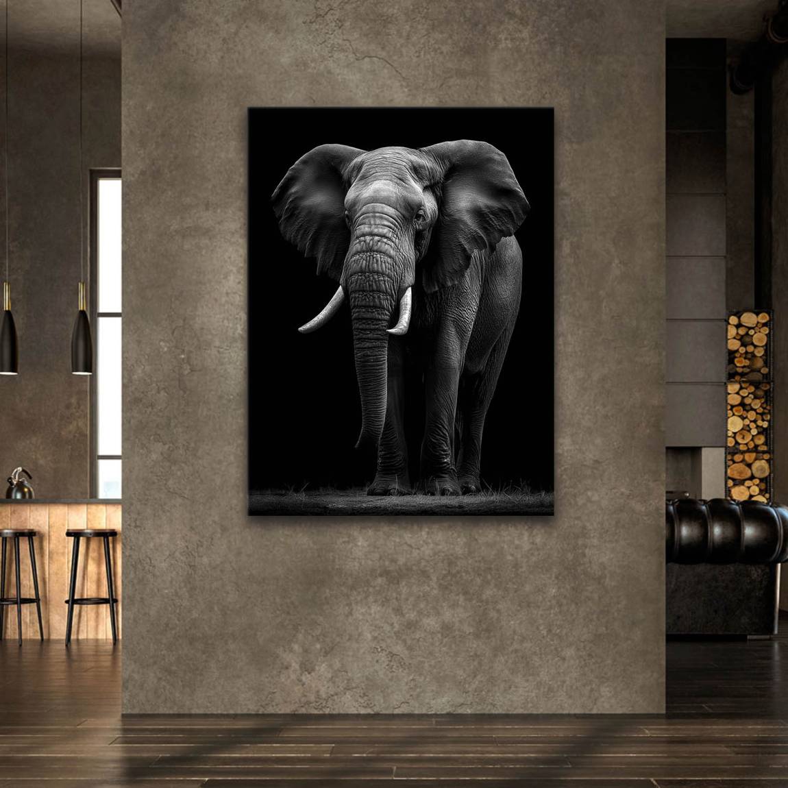 Black Elefant Leinwand Bild