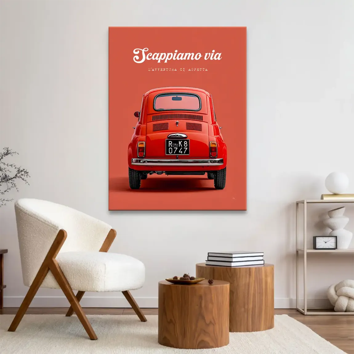 Fiat 500 Rosso Leinwand Bild