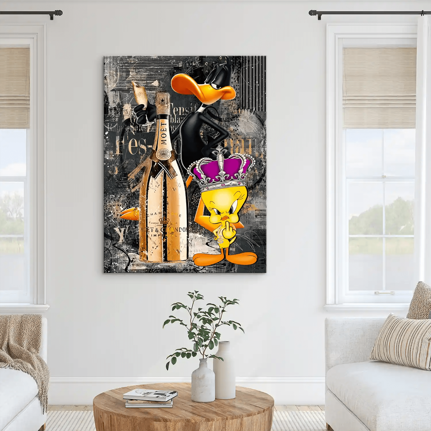 Duffy & Tweety Champagner Pop Art Leinwand Bild INGALERIE