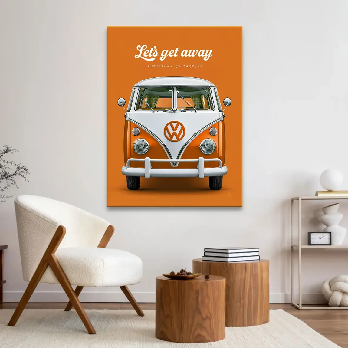 Orange VW Bulli Leinwand Bild