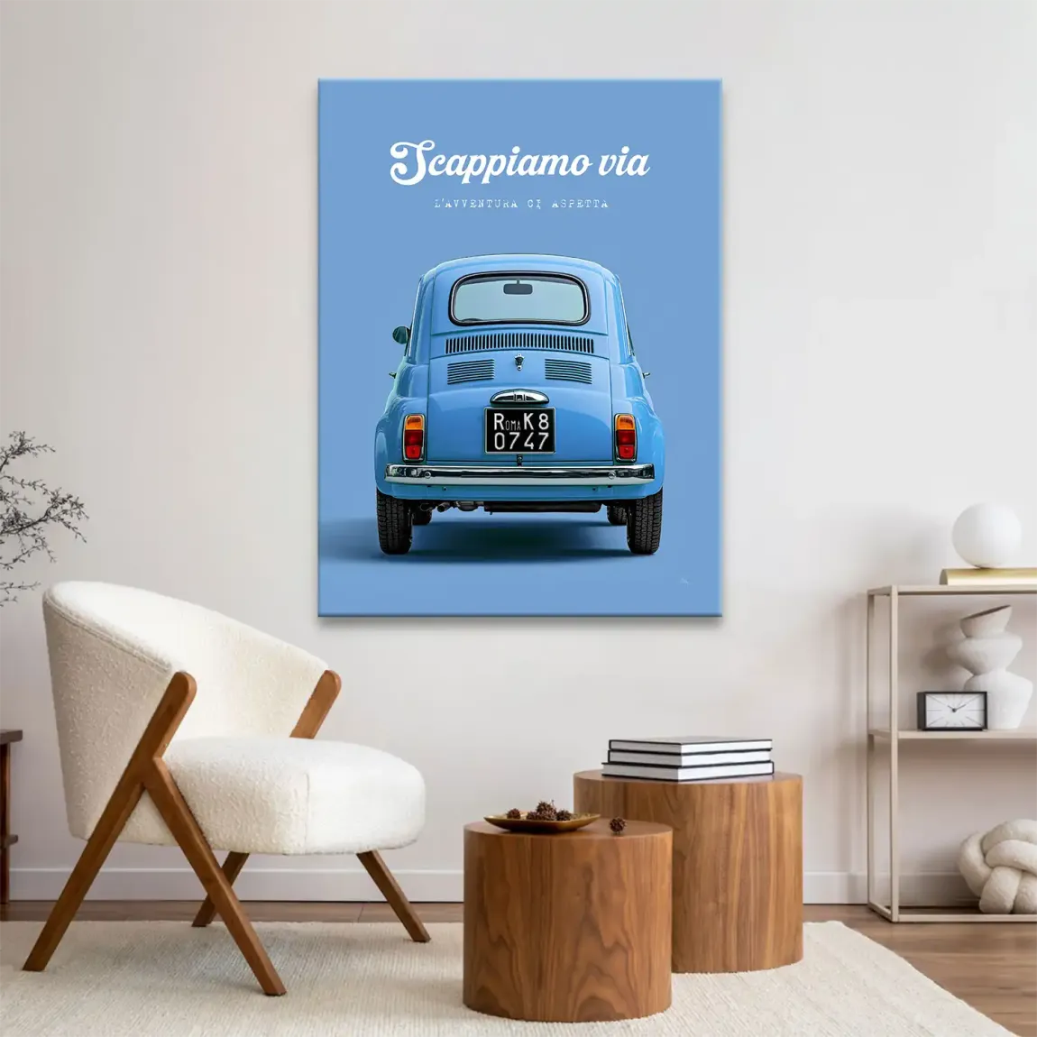 Fiat 500 Azzurro Leinwand Bild