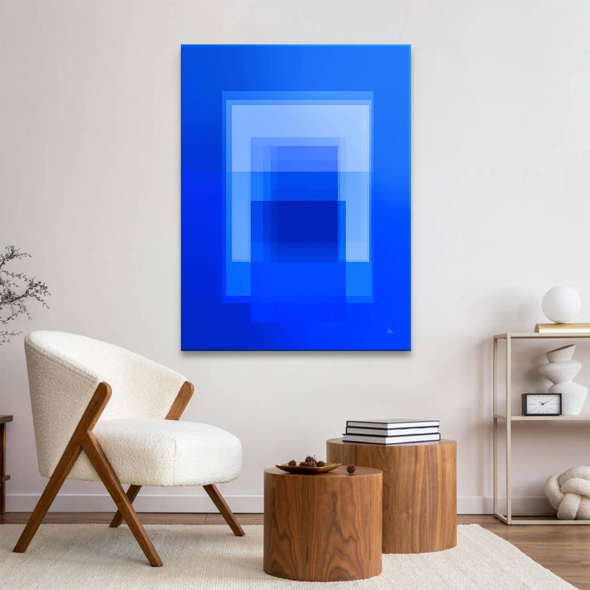 Kobaltblaue Geometrie Leinwand Bild