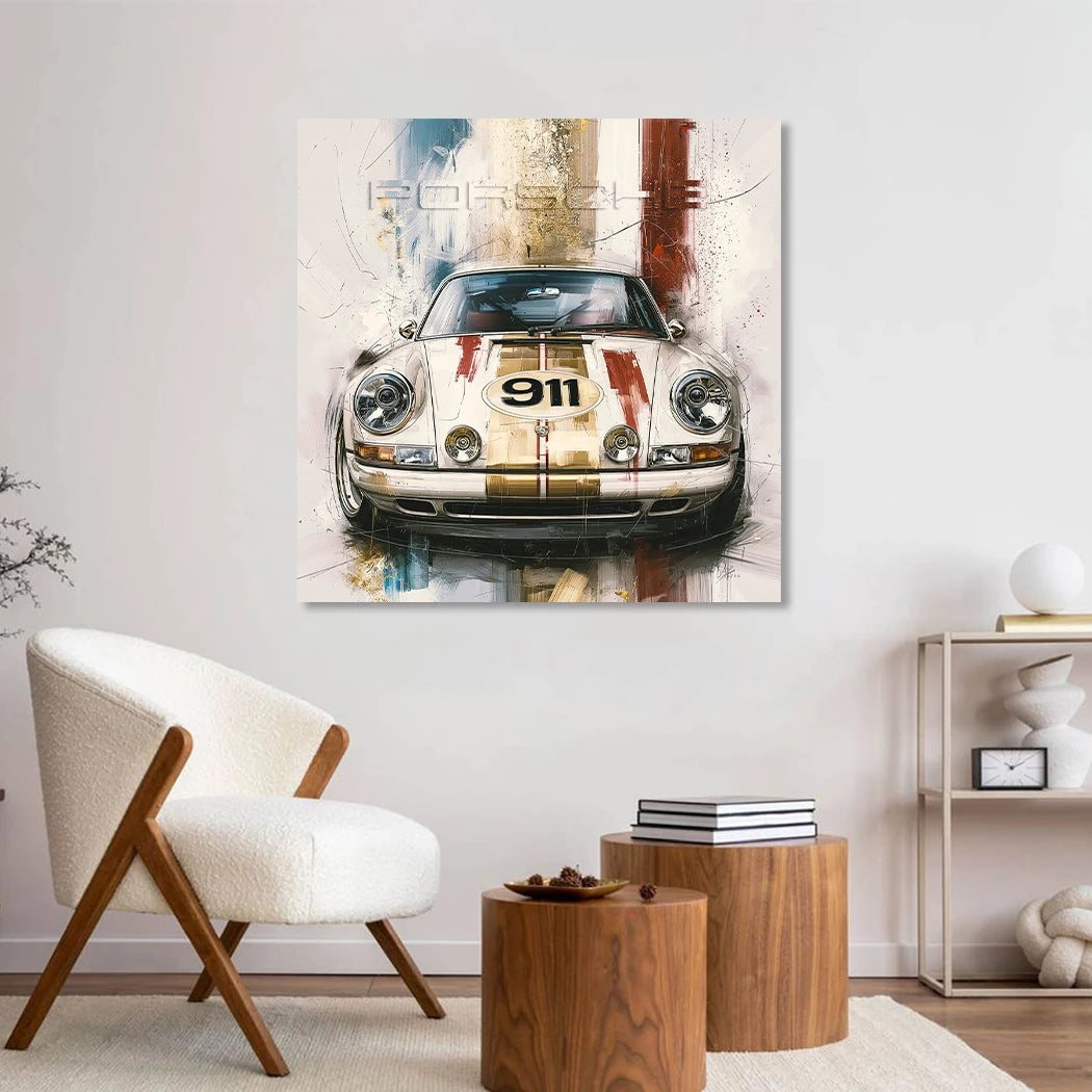 Porsche 911 Klassik Aluminiumbild gebürstet