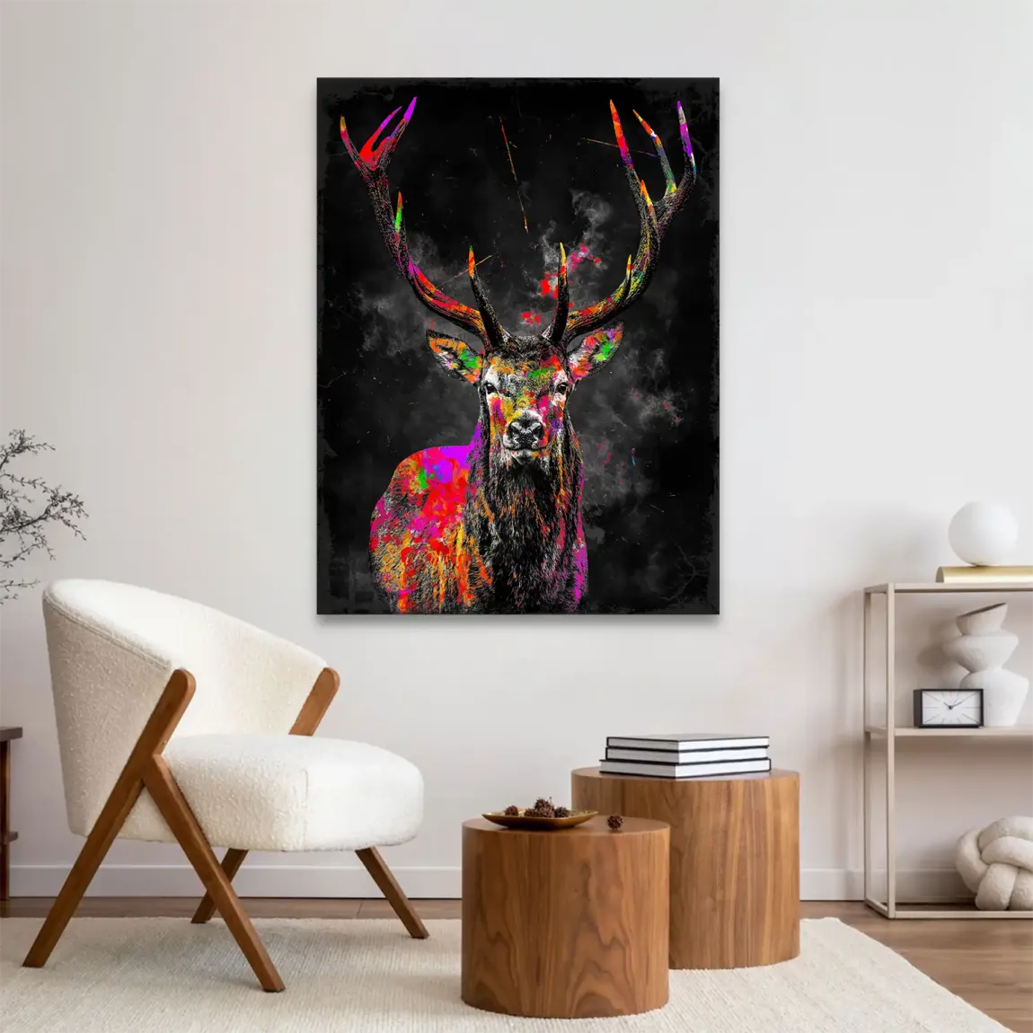 Bunter Hirsch Leinwand Bild