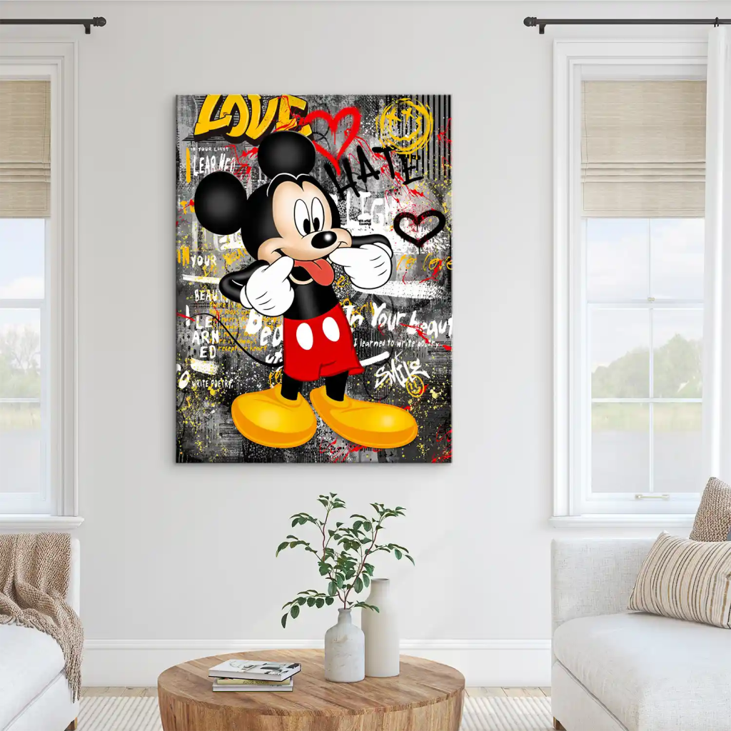 Micky Love and Hate Pop Art Leinwand Bild INGALERIE