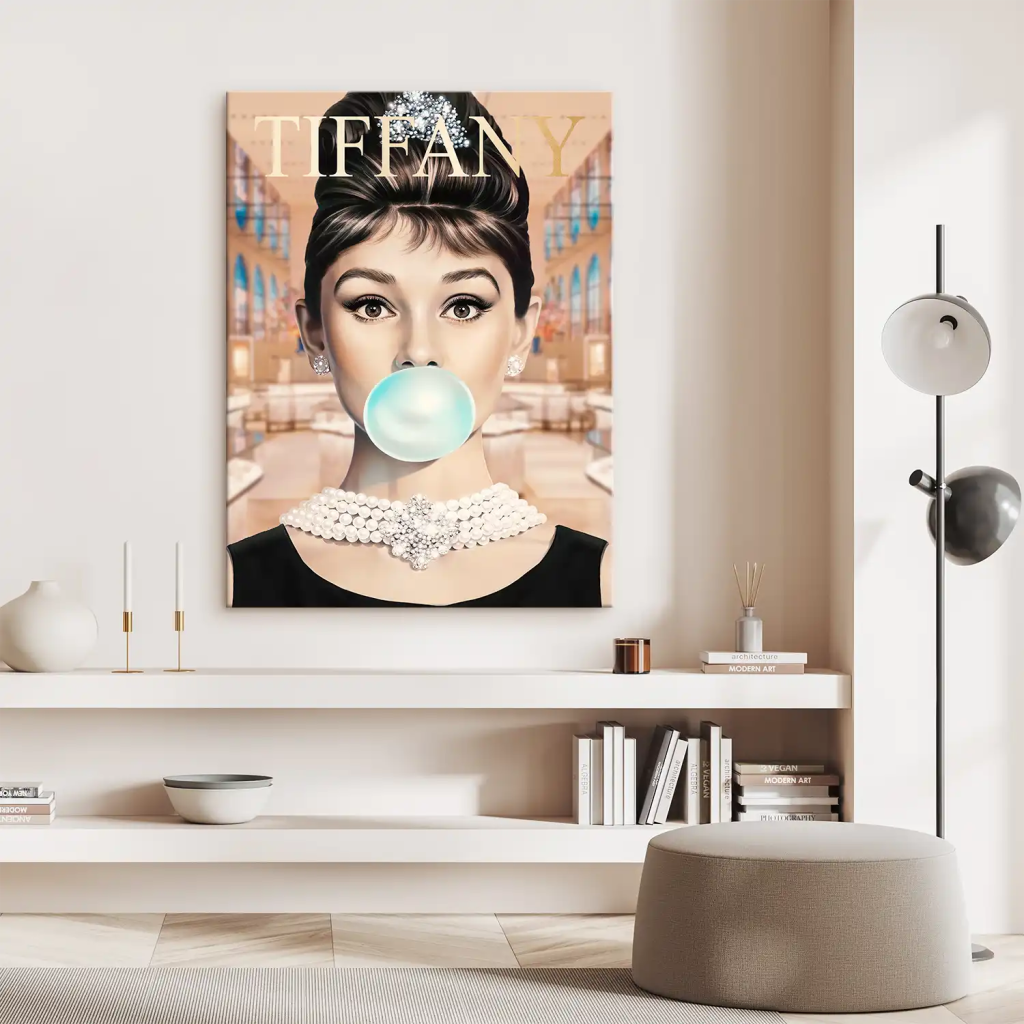 Audrey Bubble Gum Retro Leinwand Bild INGALERIE