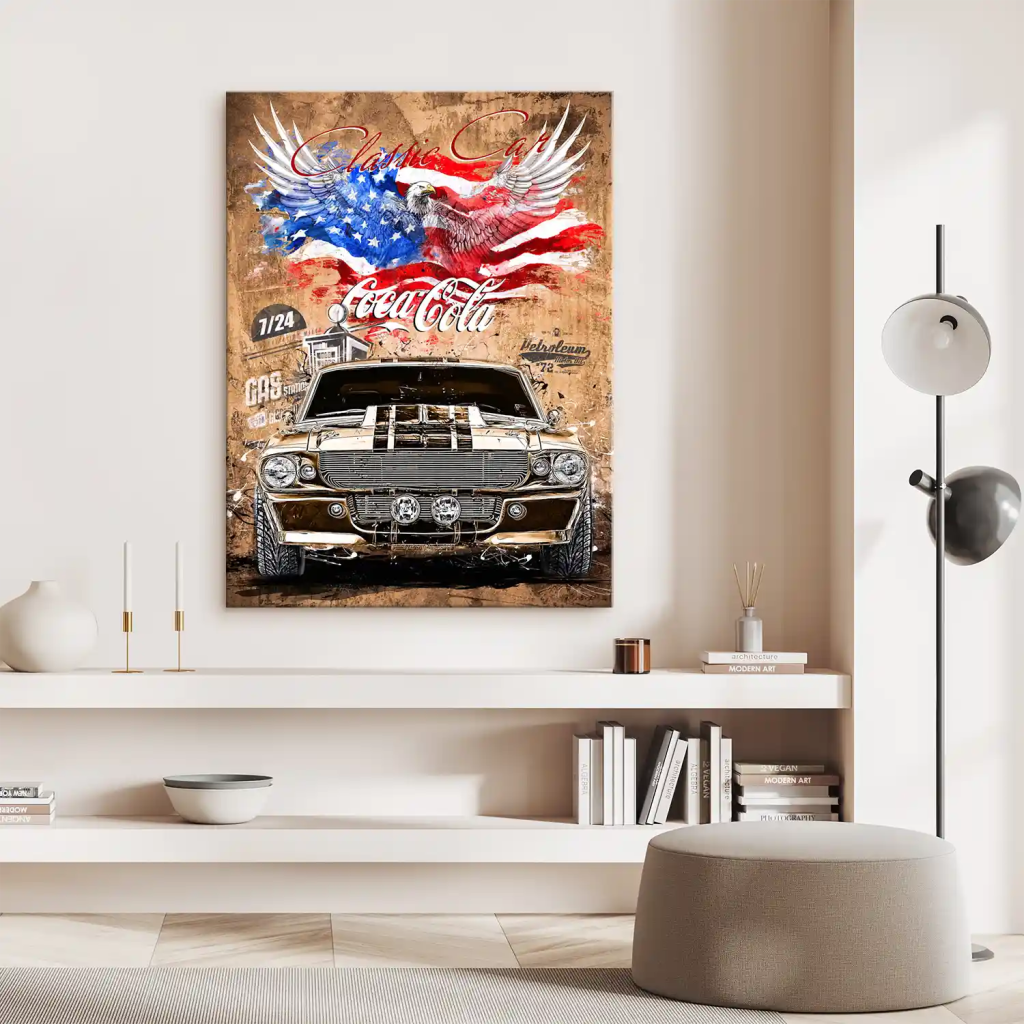 Ford Mustang Pop Art Vintage Style Leinwand Bild INGALERIE