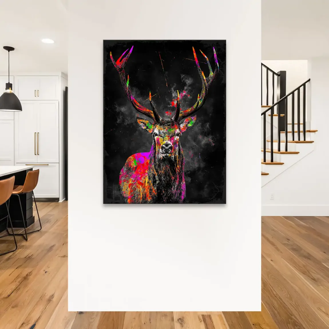Bunter Hirsch Leinwand Bild