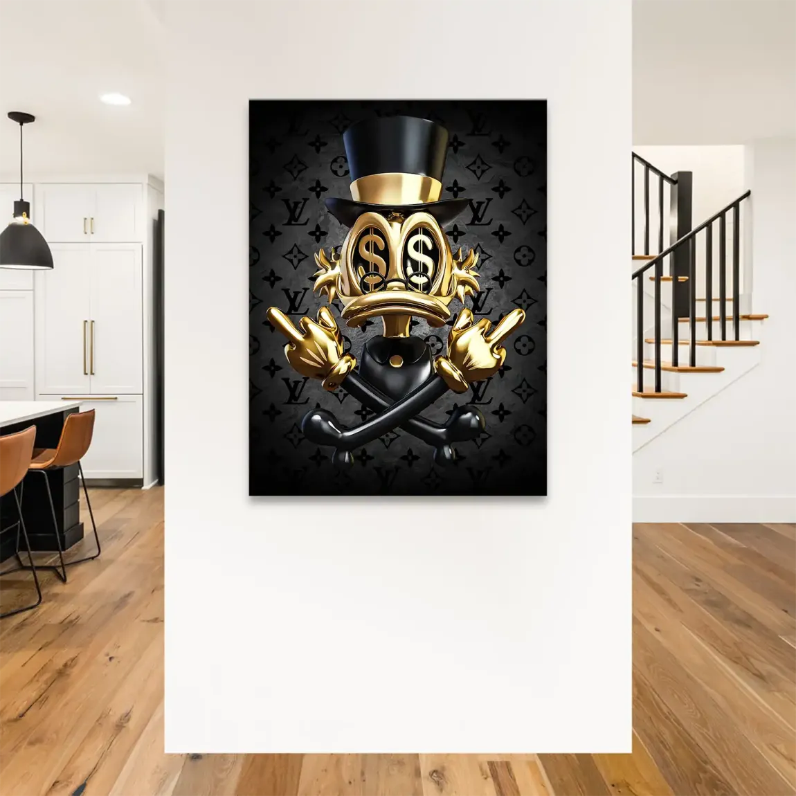 Money Skull Duck Leinwand Bild