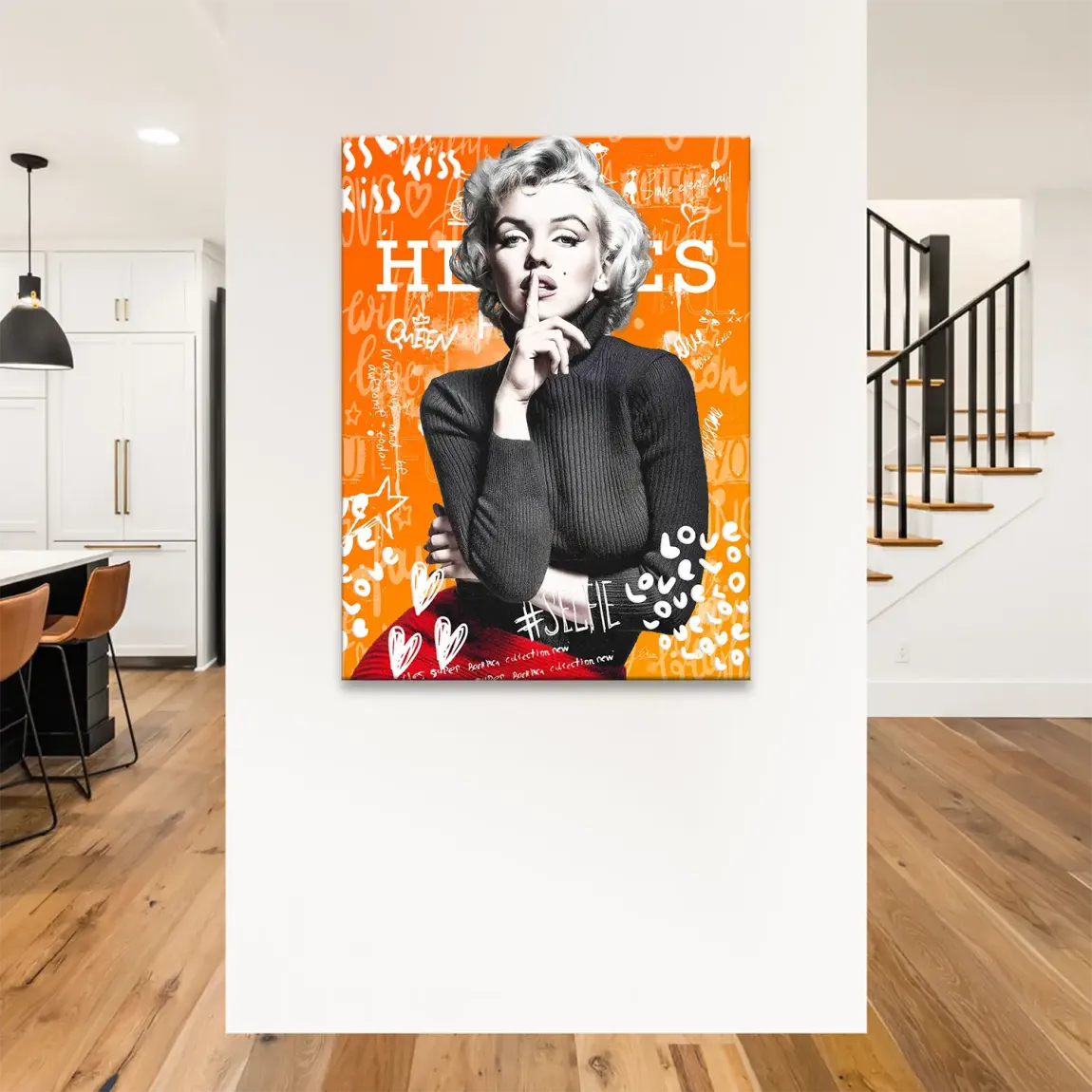 Marilyn Orange Kiss Pop Art Leinwand Bild