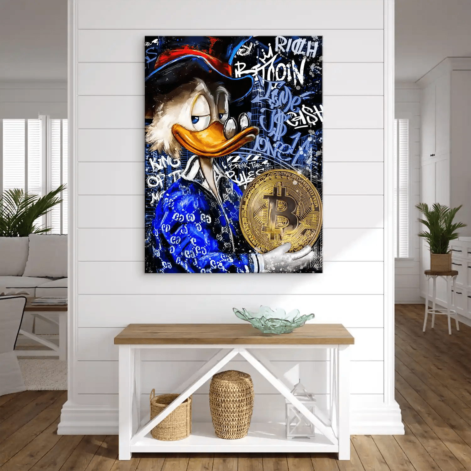 Dagobert Bitcoin Pop Art Leinwand Bild INGALERIE