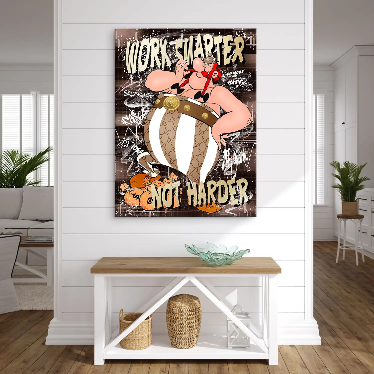 Obelix Work Smarter Retro Leinwand Bild INGALERIE