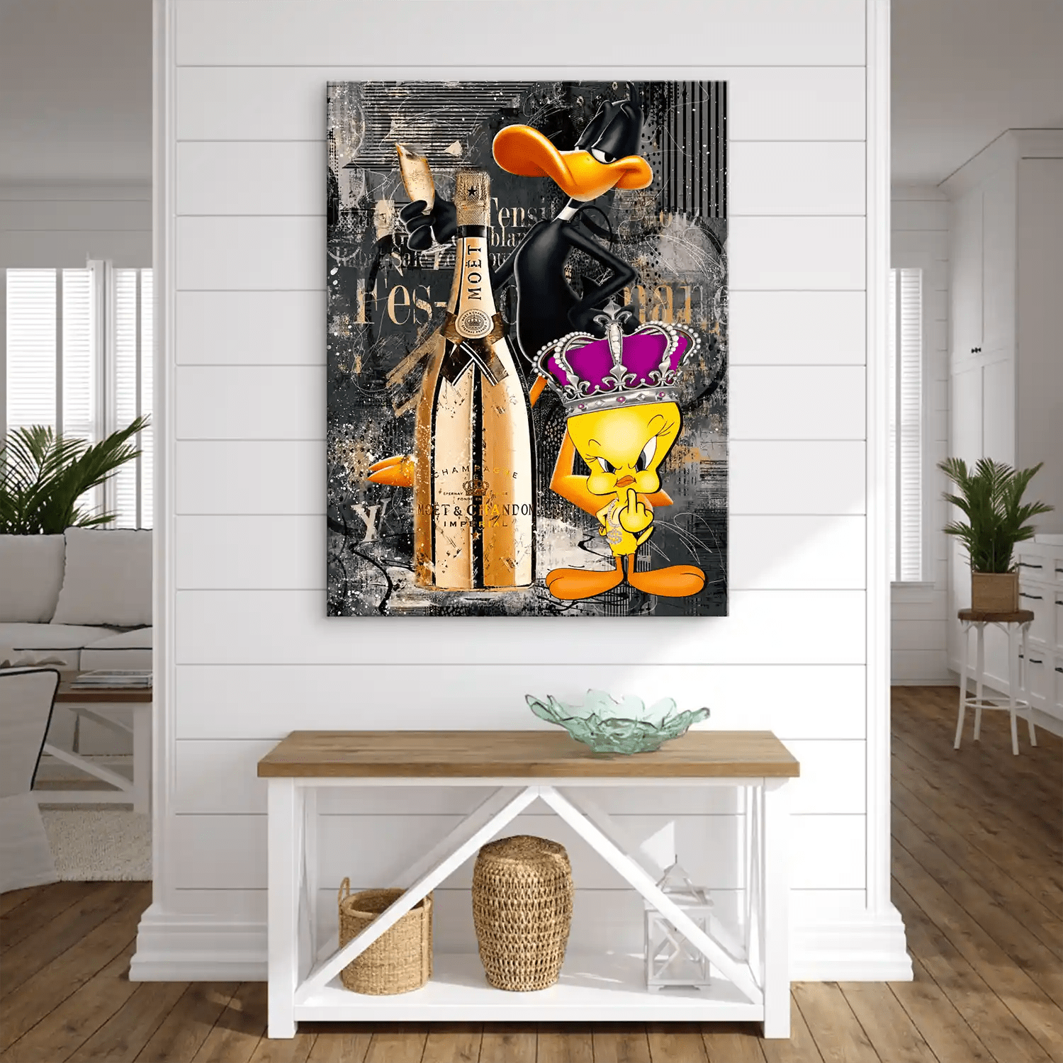 Duffy & Tweety Champagner Pop Art Leinwand Bild INGALERIE