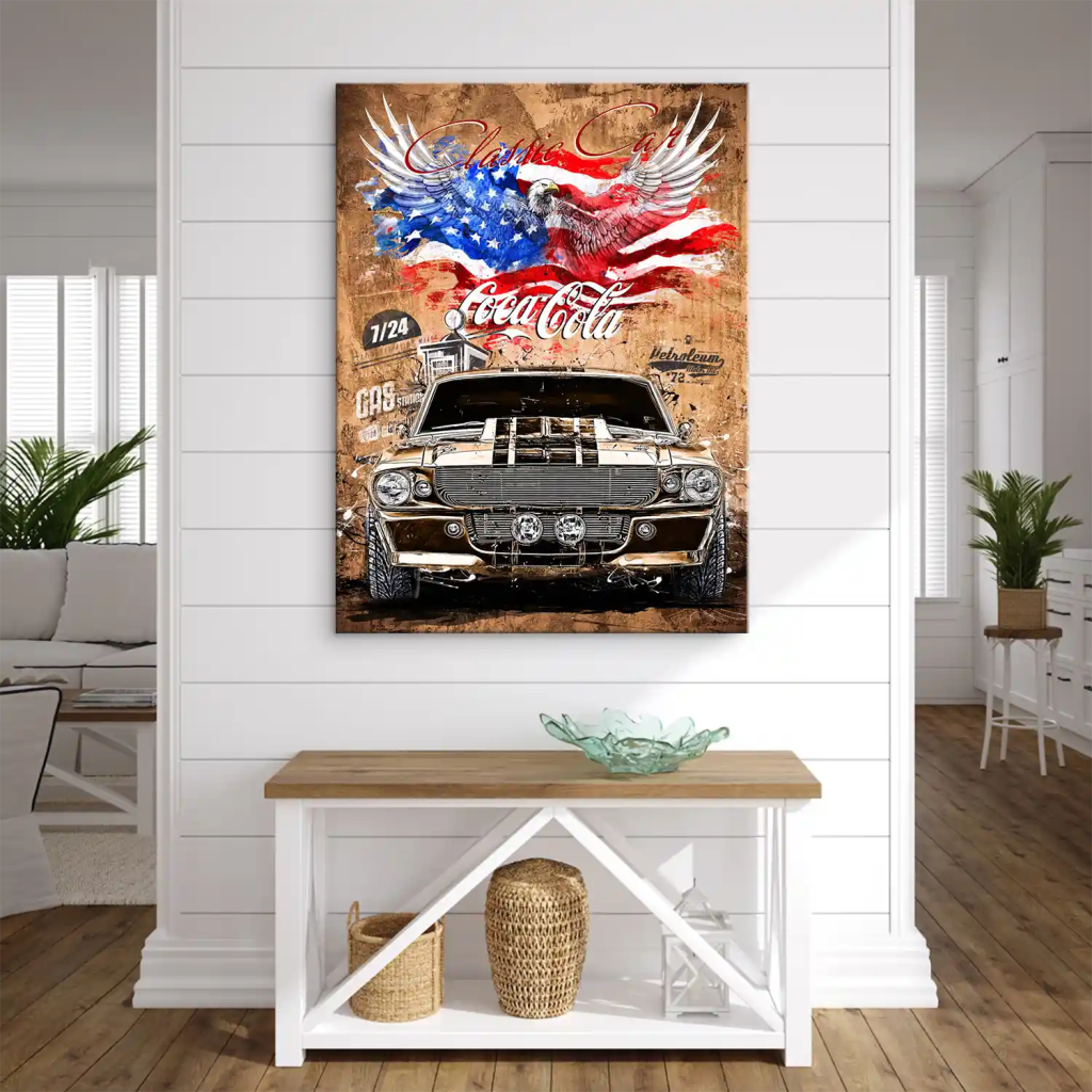 Ford Mustang Pop Art Vintage Style Leinwand Bild INGALERIE