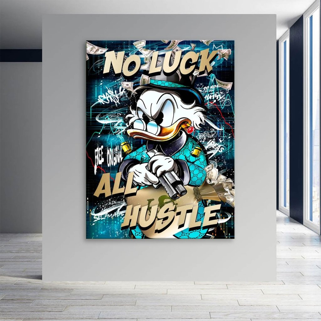 Dagobert Duck All Hustle Pop Art Leinwand Bild INGALERIE