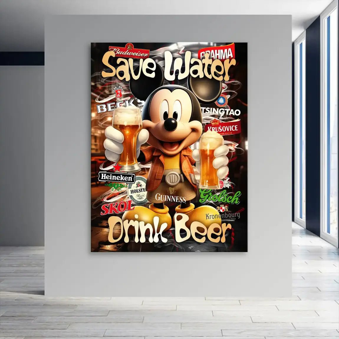 Micky Drink Beer Leinwand Bild INGALERIE