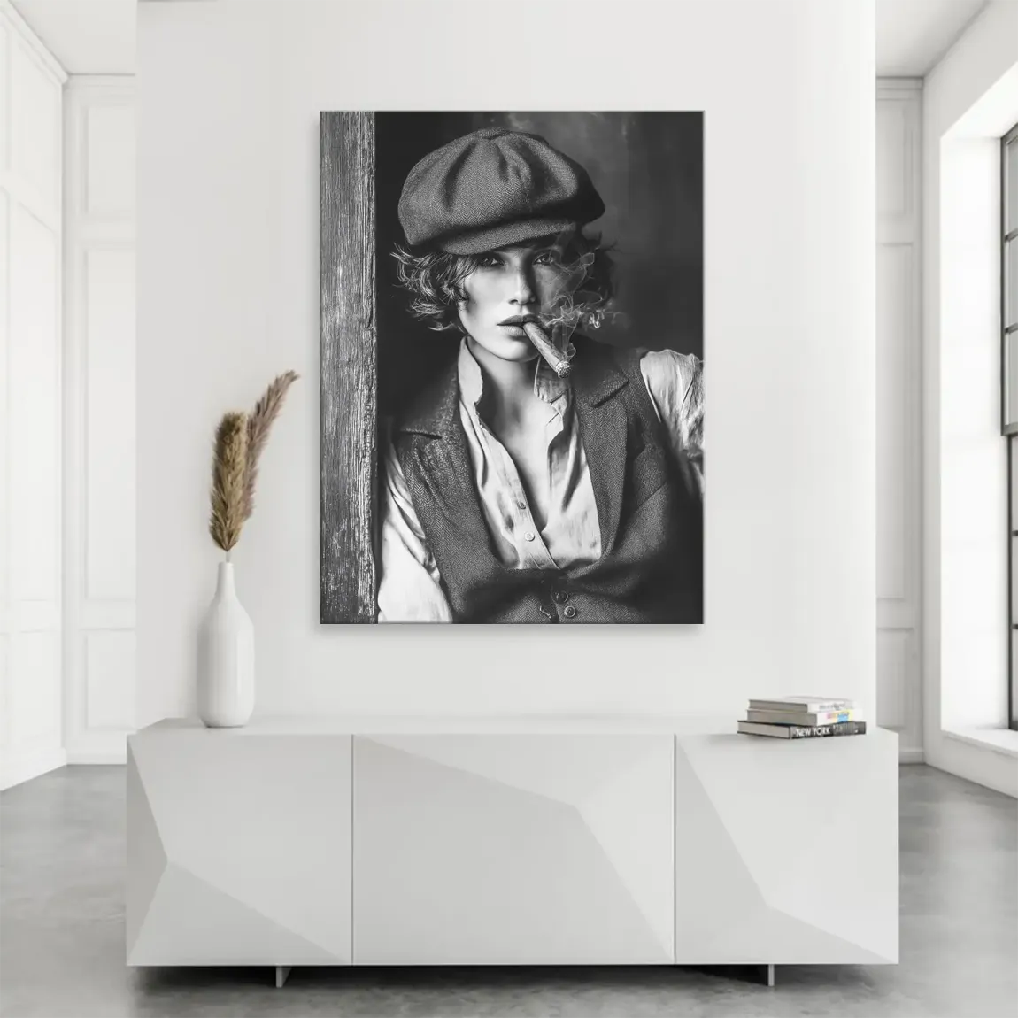 Smoke & Secrets Beauty in schwarz weiss Leinwand Bild INGALERIE