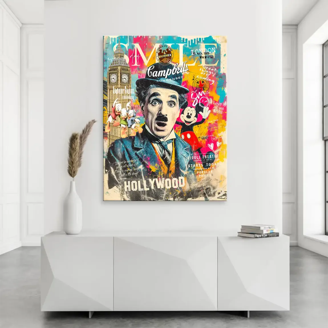Smile Charlie & Micky Pop Art Leinwand Bild INGALERIE