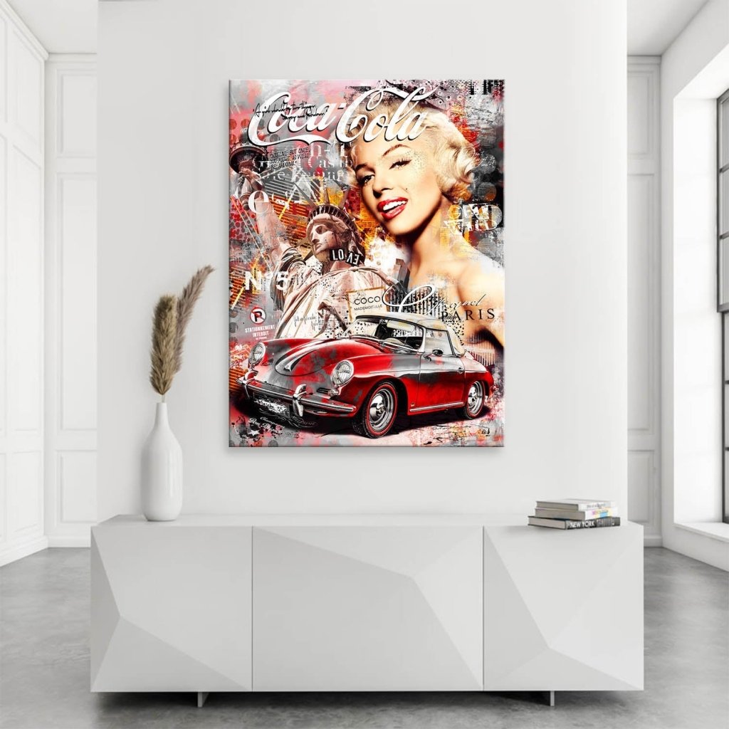 Marilyn Monroe Porsche Pop Art Leinwand Bild INGALERIE