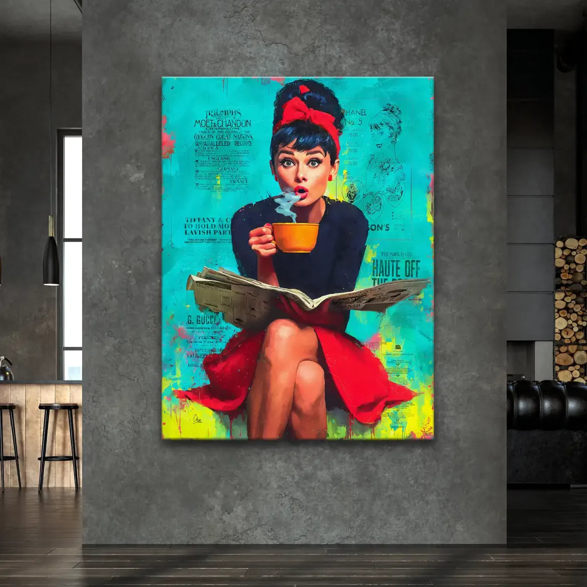 Audrey Hepburn News Pop Art Leinwand Bild INGALERIE