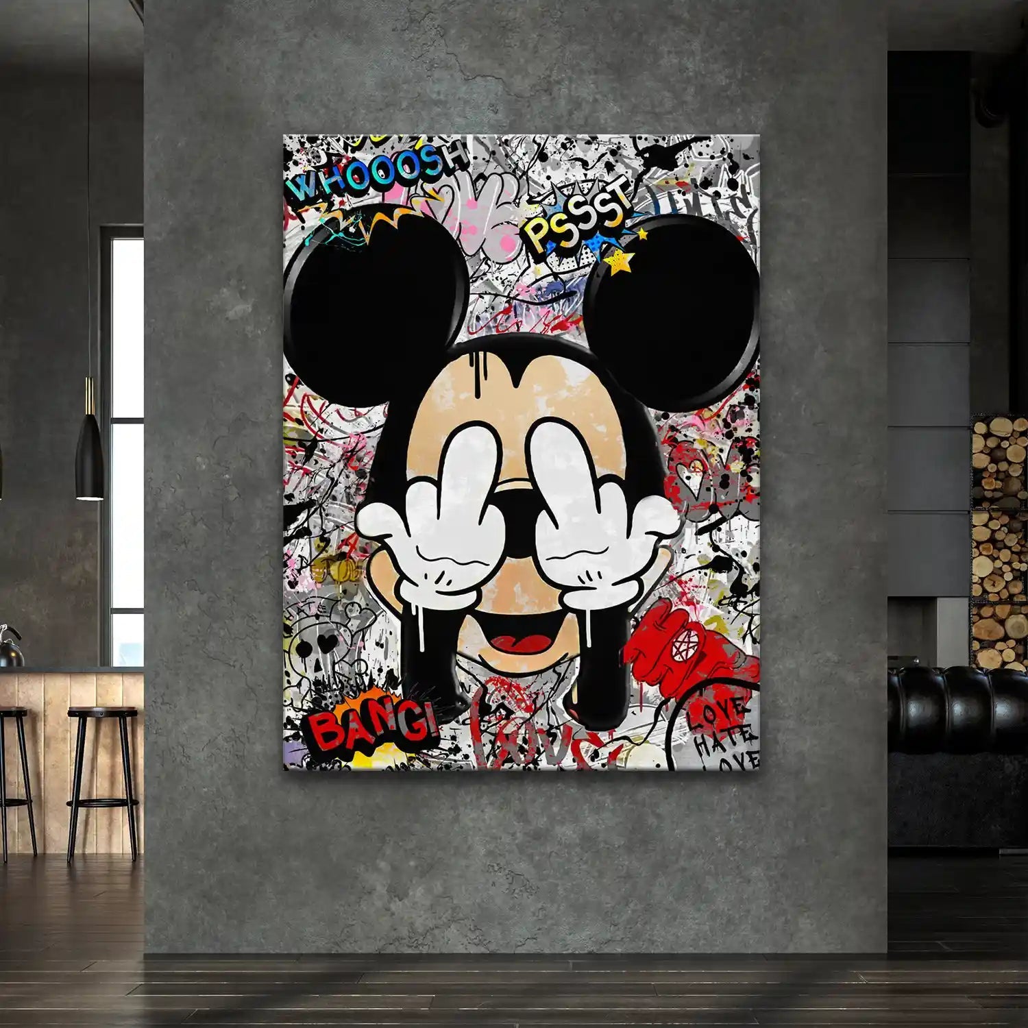 Micky Graffiti Street Art Leinwand Bild INGALERIE