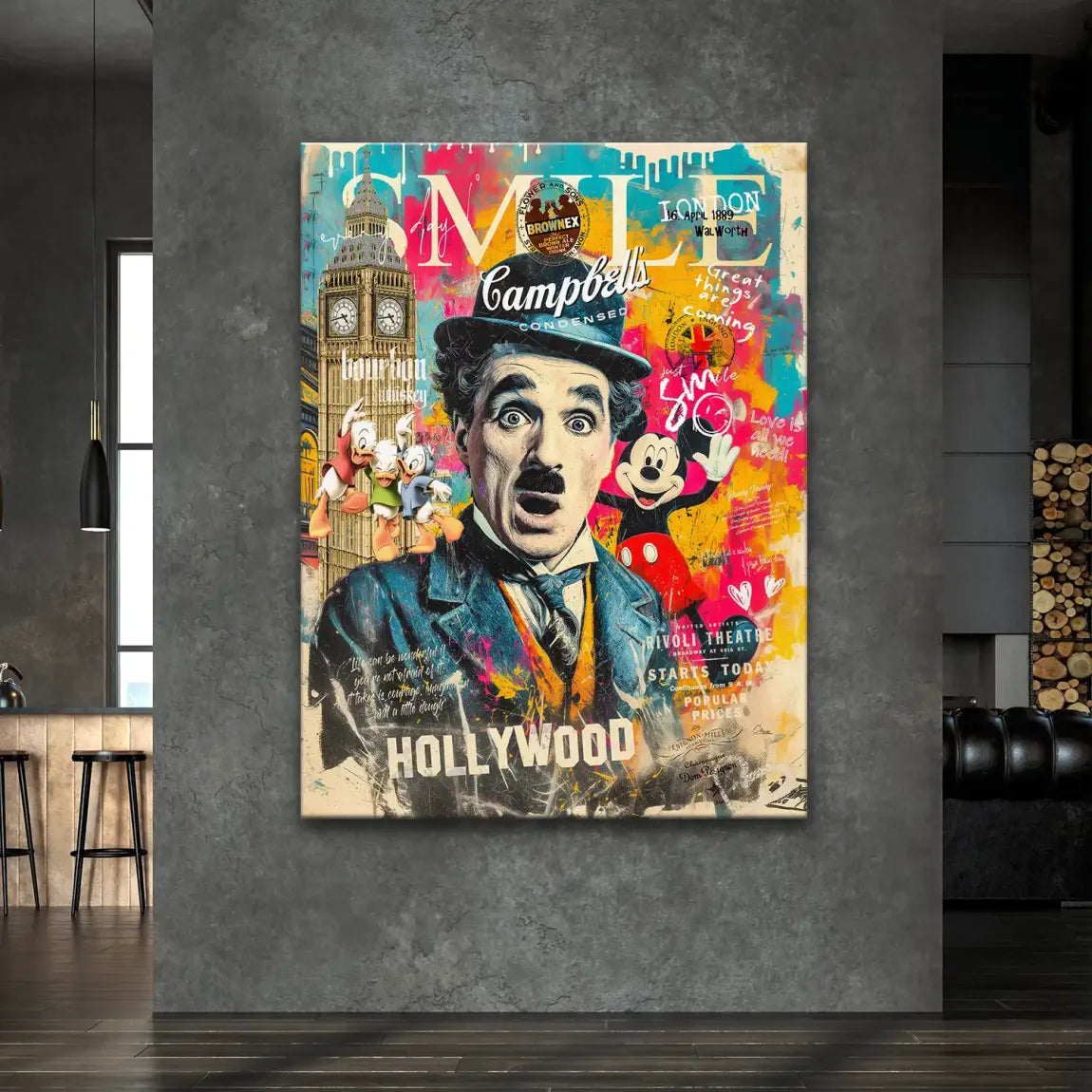 Smile Charlie & Micky Pop Art Leinwand Bild INGALERIE