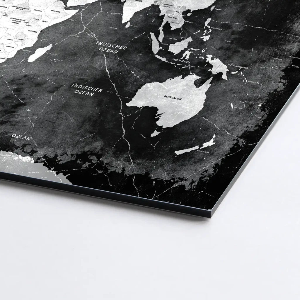 Weltkarte Black Stone AluDibond Bild INGALERIE