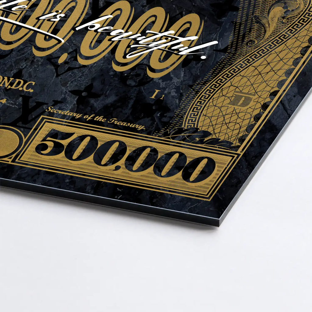 Micky Goofy Donald Gold Dollar AluDibond Bild INGALERIE