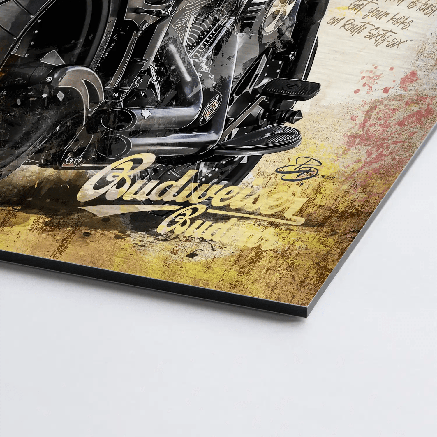 Harley USA Pop Art Alu Gebürstet - Alu Dibond Bild Gebürstet