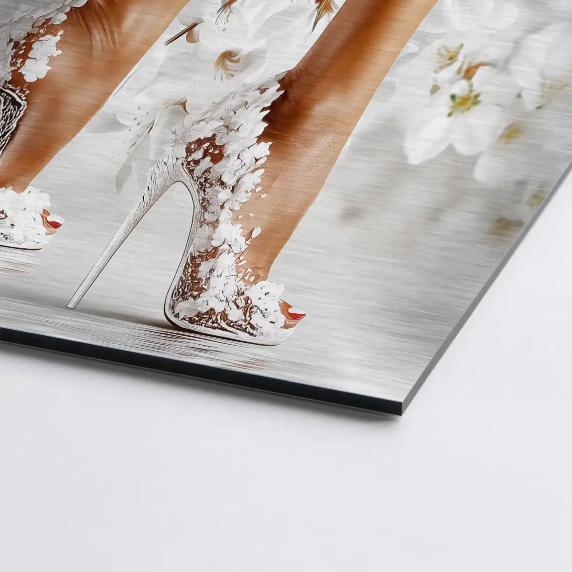 Sensual Blossom Heels Alu Dibond Bild gebürstet