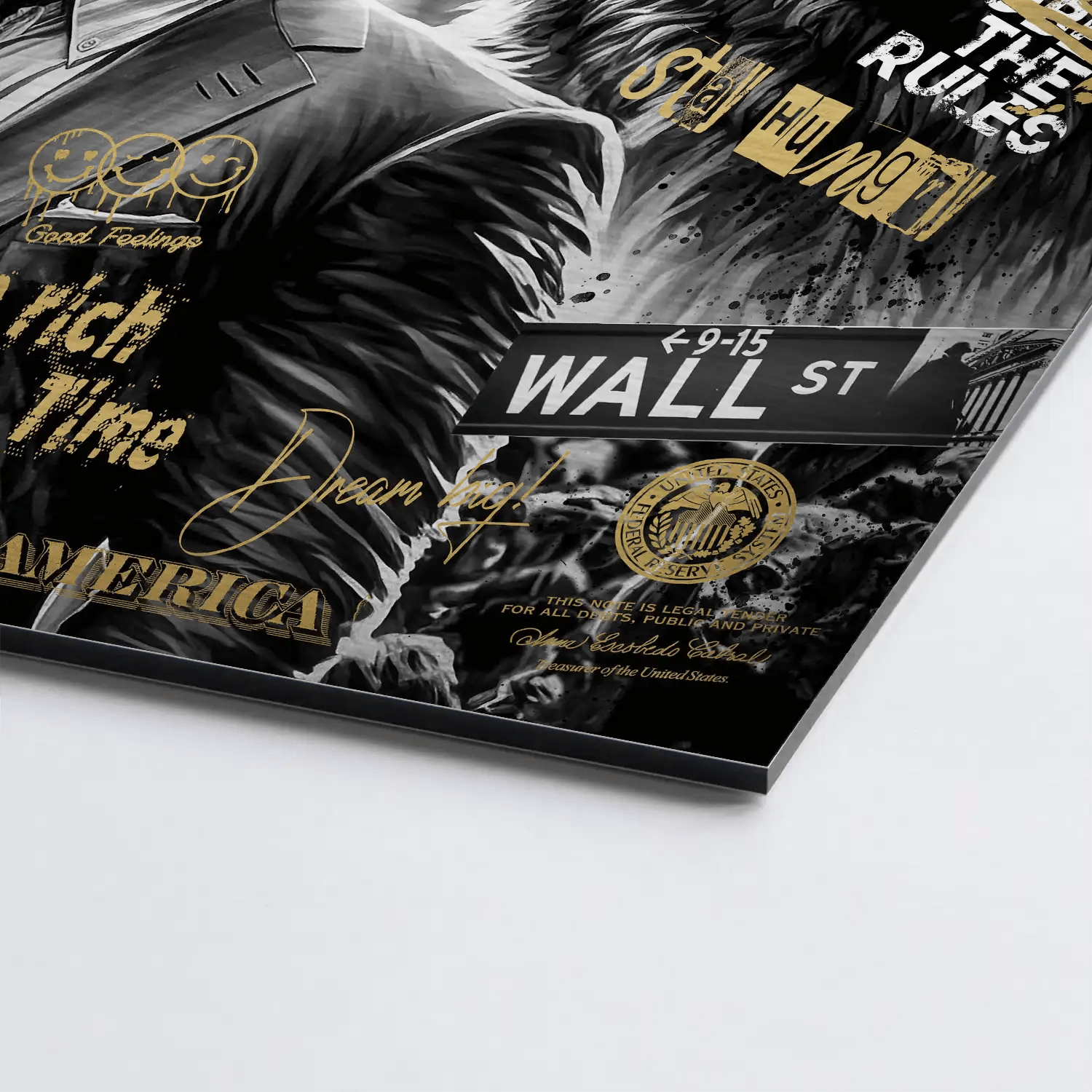 Wallstreet Wolf Gold Style Alu Dibond Gebürstet INGALERIE