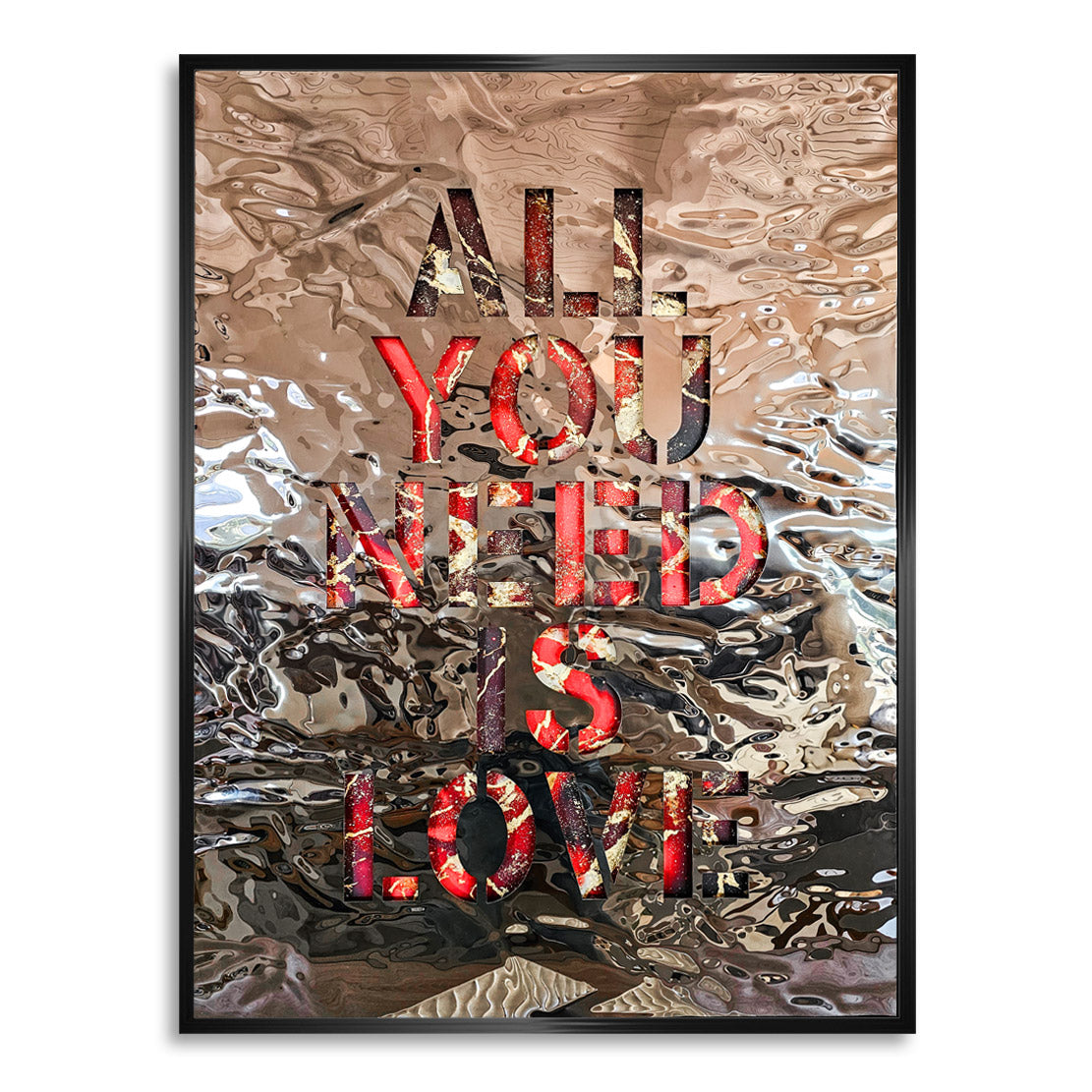 All yo nee need is Love Blattgold Wandbild | Unikat INGALERIE