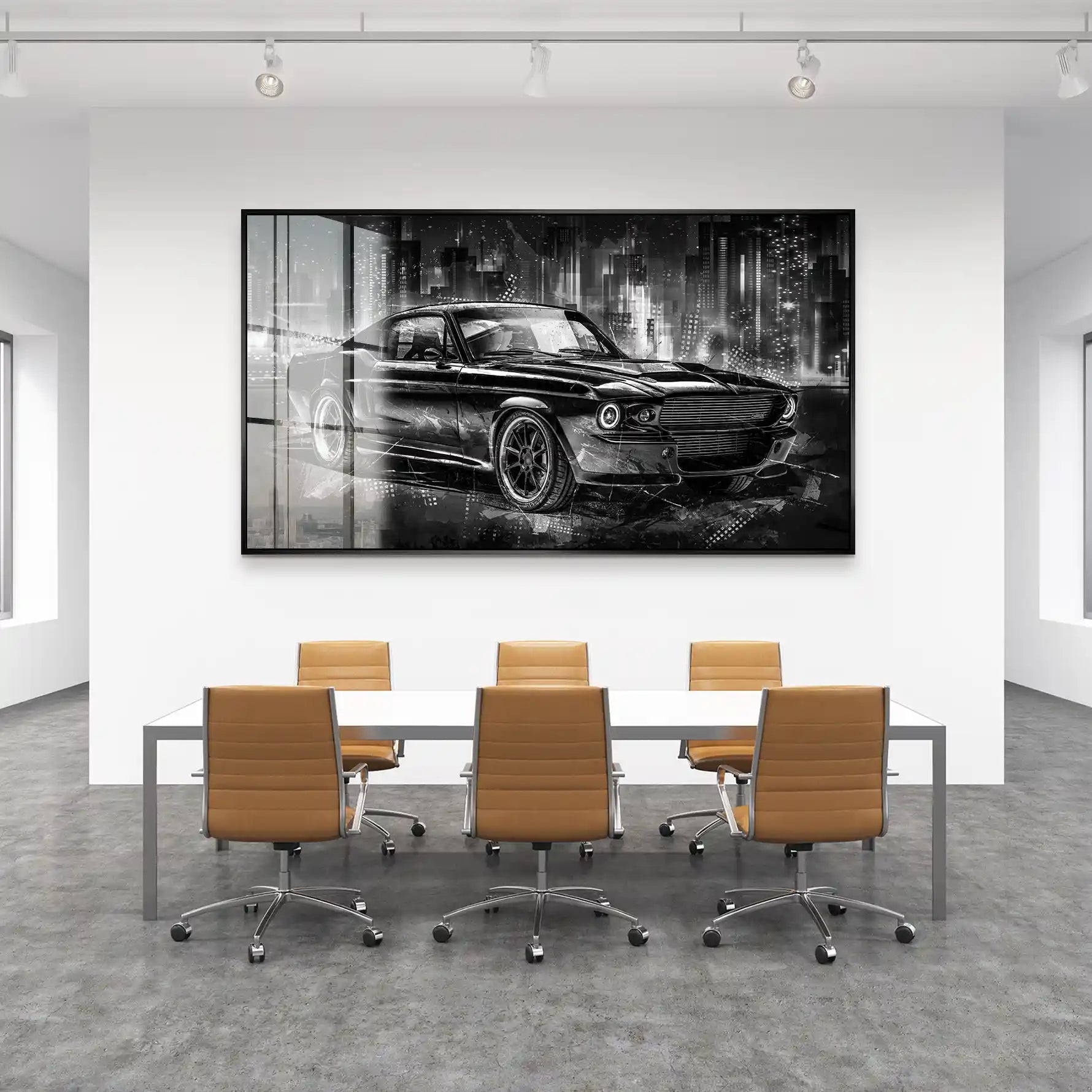 Ford Mustang Retro City Acrylglas Bild INGALERIE