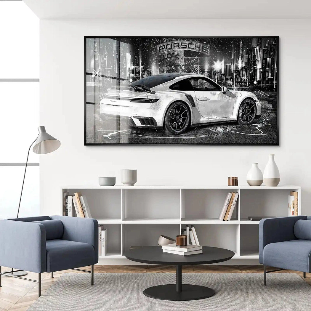 Porsche 911 Turbo Abstrakt White Acrylglas Bild INGALERIE